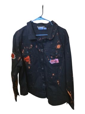 Custom AC/DC Highway to Hell Denim Jacket | Bleach Distressed Upcycled